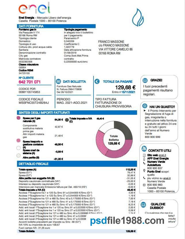Italy Enel Energia Utility Bill